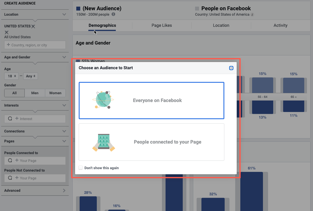 Facebook Ads Manager Audience Insights