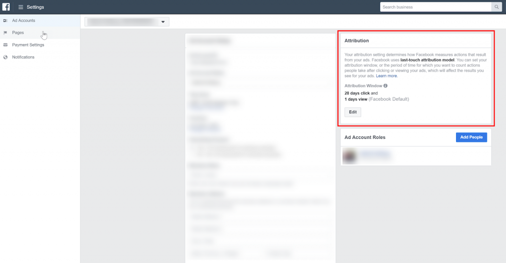 Facebook Ads Manager - Settings