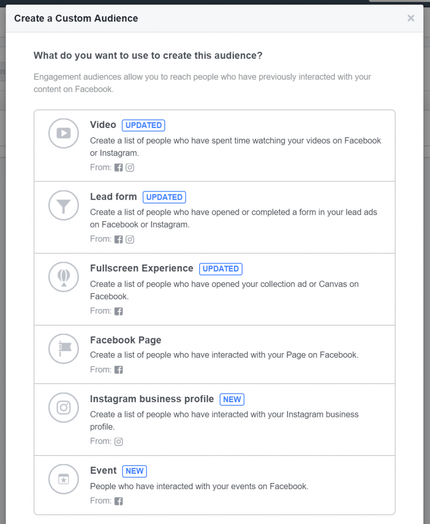Facebook Ads Manager - Audiences