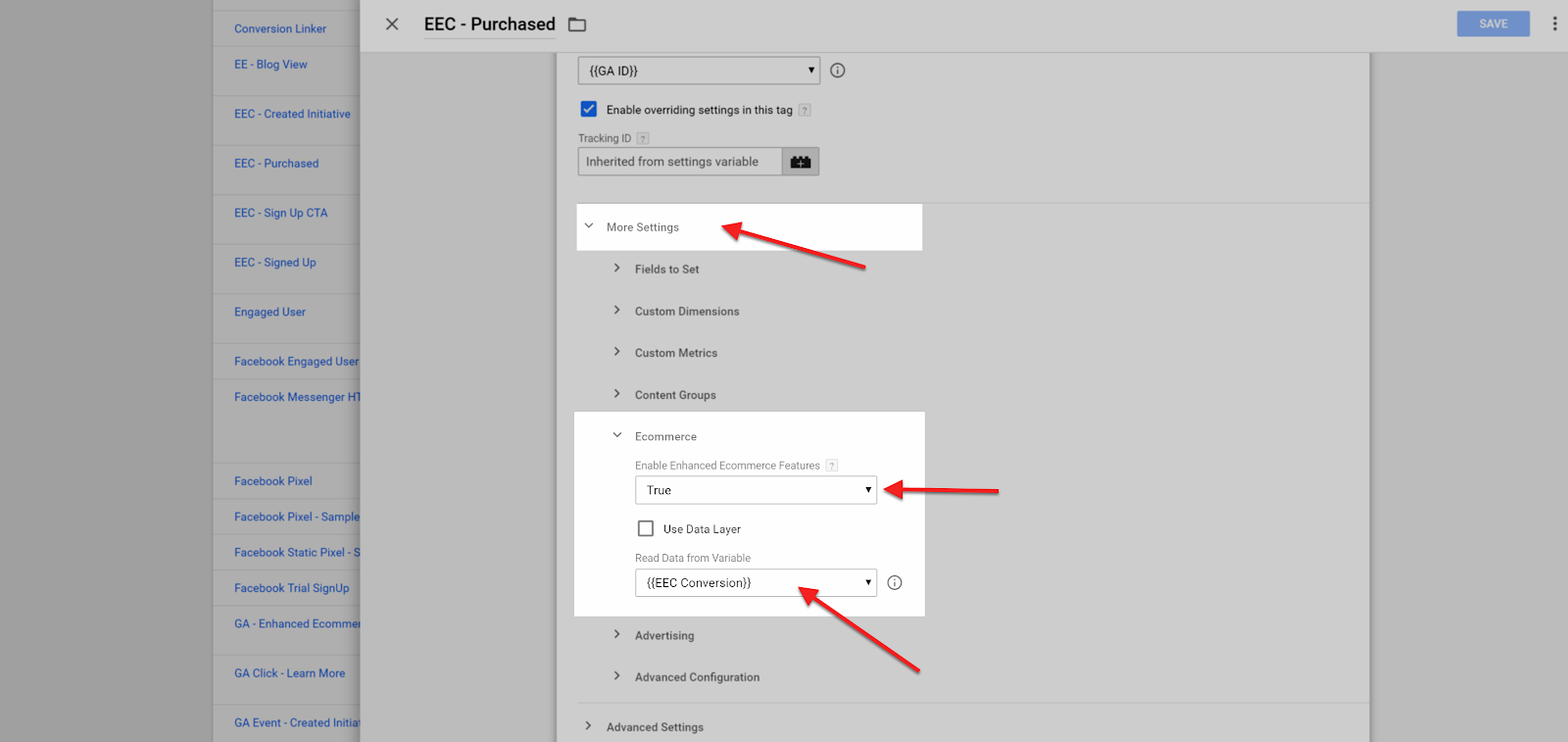 Conversion Funnel Google Tag Manager Tag Settings