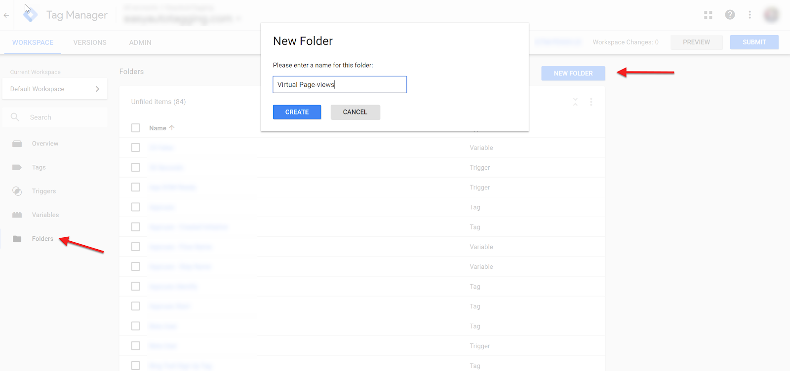 Google Tag Manager Folders
