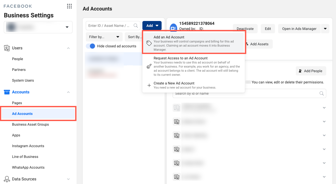 how to add an ad account to facebook business manager