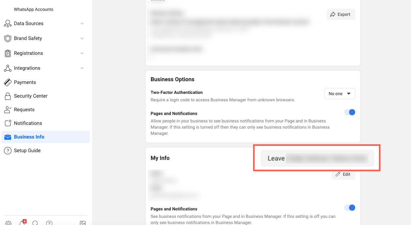 how to remove business manager from facebook