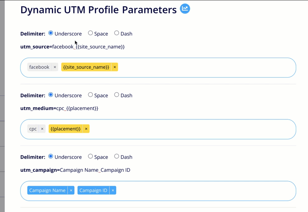 Define the delimiter for joined UTM values