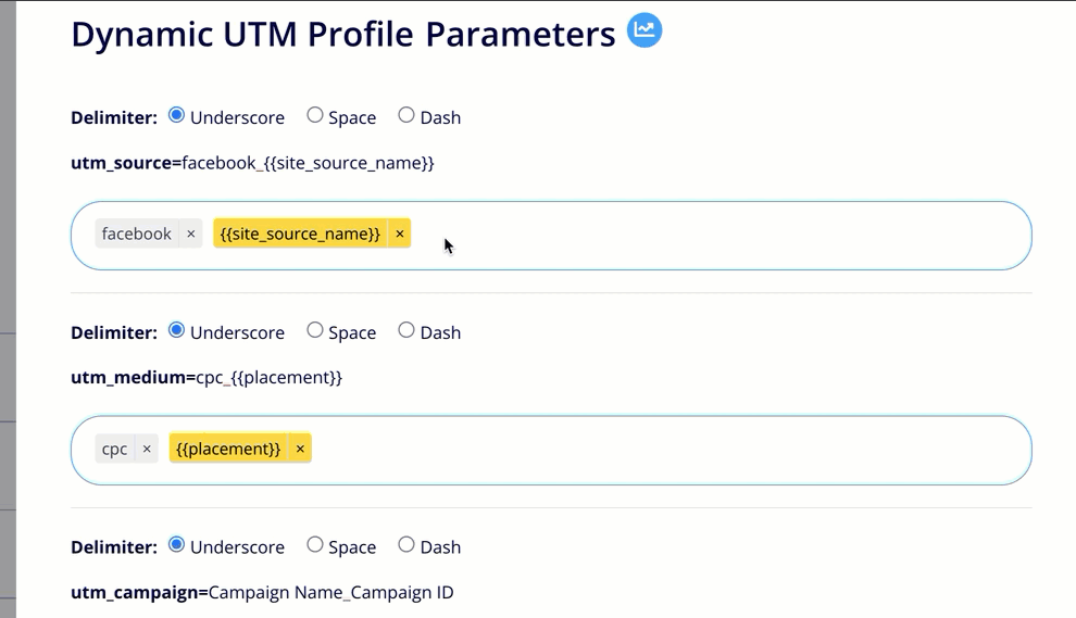 Drag and drop URL Parameter builder