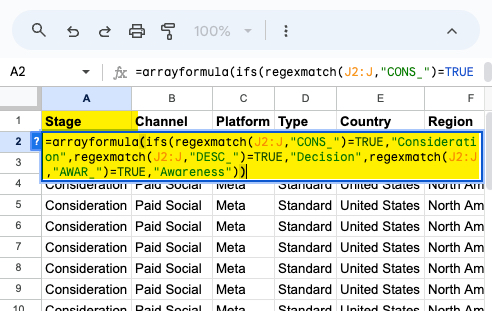 Custom Dimensions in Google Sheets